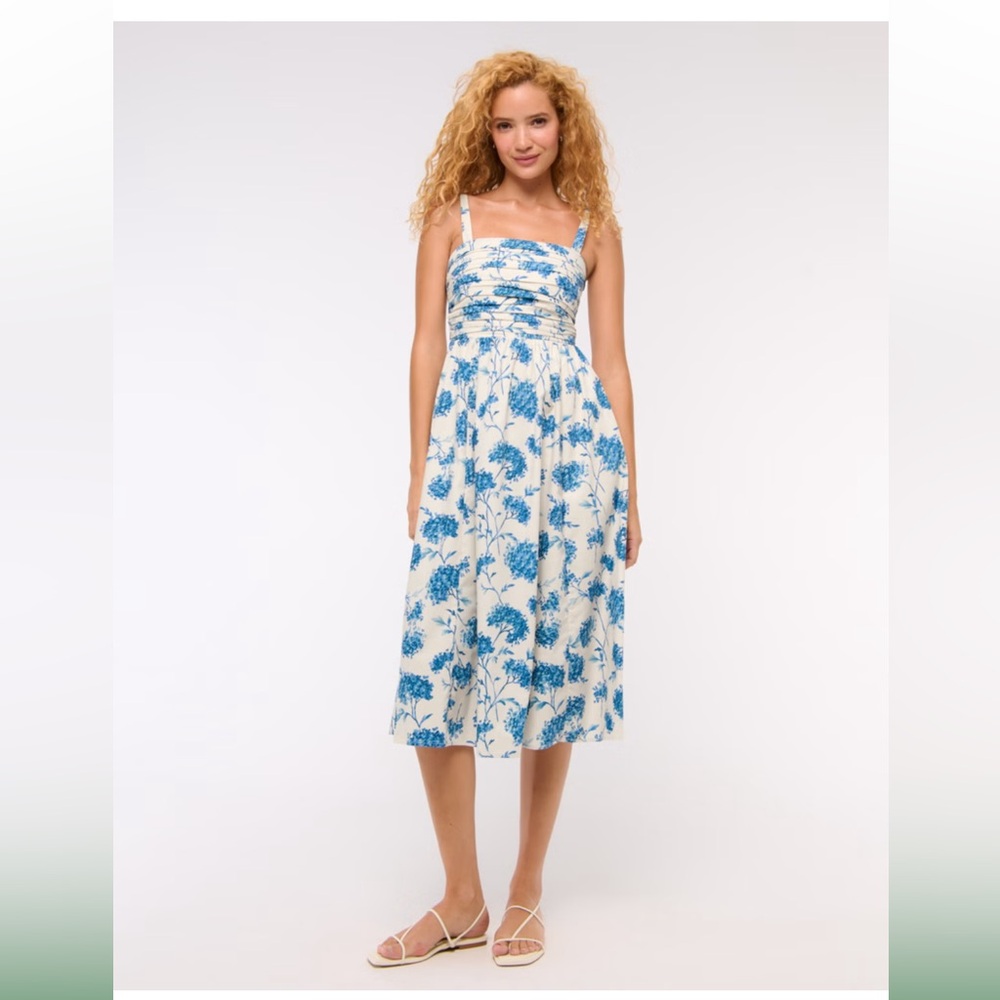 Abercrombie & Fitch Blue and White Floral Midi Dress